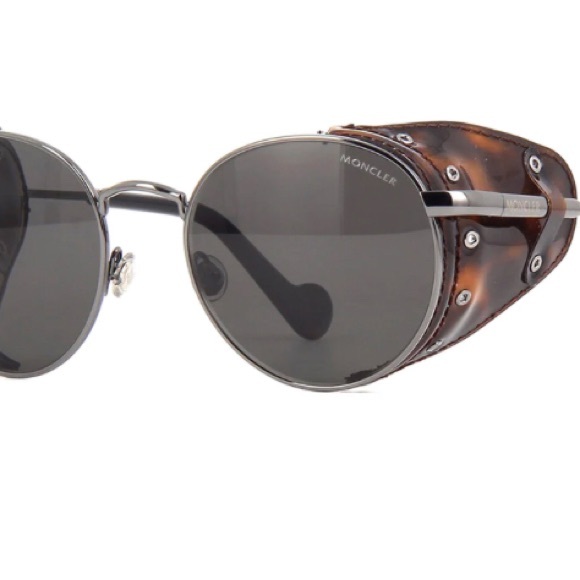 Moncler ML0182 Blazon Gunmetal Round Metal Frame Sunglasses Italy Polarized - Picture 2 of 15